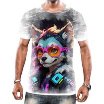Camisa Camiseta Tshirt Animais Cyberpunk Lobos Matilha HD 4