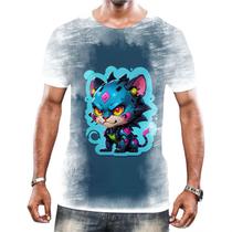 Camisa Camiseta Tshirt Animais Cyberpunk Onça Felinos HD 1