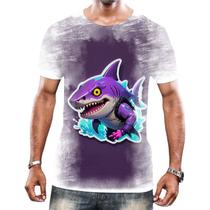Camisa Camiseta Tshirt Animais Cyberpunk Tubarão Mar Tecno - Enjoy Shop