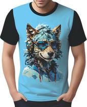 Camisa Camiseta Tshirt Animais Óculos Lobo Fone Moderno 1