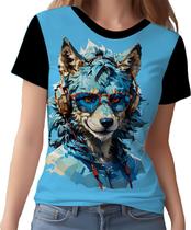 Camisa Camiseta Tshirt Animais Óculos Lobo Fone Moderno 4