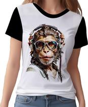 Camisa Camiseta Tshirt Animais Óculos Macaco Fone Moderno 2