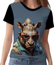 Camisa Camiseta Tshirt Animais Óculos Rinoceronte Moderno 2