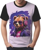 Camisa Camiseta Tshirt Animais Óculos Urso Fone Moderno 2