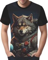 Camisa Camiseta Tshirt Animal Lobo Astronauta Lua Marte Camisa Camiseta Tshirt Animal Lobo Astronauta Lua Marte