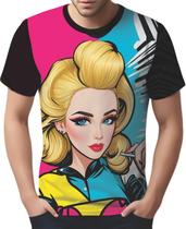 Camisa Camiseta Tshirt Estampa Mu.lher Loira Pop Art Moda 2