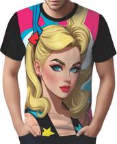 Camisa Camiseta Tshirt Estampa Mu.lher Loira Pop Art Moda 3
