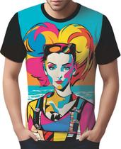 Camisa Camiseta Tshirt Estampa Mu.lher Loira Pop Art Moda 4