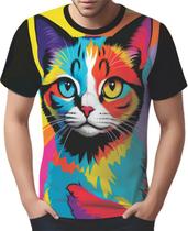 Camisa Camiseta Tshirt Gato Gatinho Pop Art Abstrata HD 1