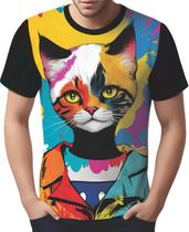 Camisa Camiseta Tshirt Gato Gatinho Pop Art Abstrata HD 2