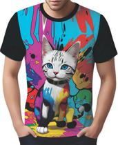 Camisa Camiseta Tshirt Gato Gatinho Pop Art Abstrata HD 5