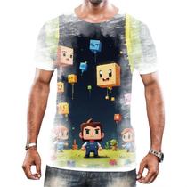 Camisa Camiseta Tshirt Jogo Quadrado de Blocos Mineração 5