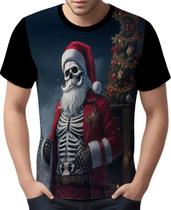 Camisa Camiseta Tshirt Natal Festa Papai Noel Caveira Dark 1