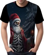 Camisa Camiseta Tshirt Natal Festa Papai Noel Caveira Dark 2 Camisa Camiseta Tshirt Natal Festa Papai Noel Caveira Dark 2