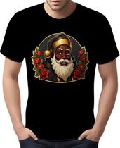 Camisa Camiseta Tshirt Natal Festa Papai Noel Negro Preto 3