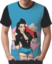 Camisa Camiseta Tshirt Pin Up Mu.lher Morena Pop Art Moda 8