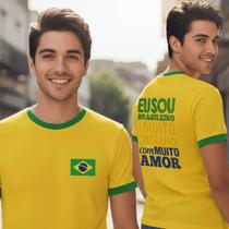 Camisa Camiseta Unissex Brasil Eu Sou Brasileiro Com Muito Orgulho Com Muito Amor Patriota
