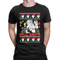 Camisa Camiseta Unissex Hail Santa Rock n' Roll Natal Papai Noel