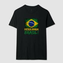 Camisa Camiseta Unissex Patria Amada Brasil Patriota 100 Algodão Confortavel Casual