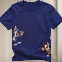 Camisa Camiseta Unissex Tom e Jerry Desenho Animado Cartoon Algodão Confortavel Casual