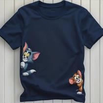 Camisa Camiseta Unissex Tom e Jerry Desenho Animado Cartoon Algodão Confortavel Casual