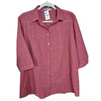 Camisa Camisete Feminina Laise 100% Algodão Com Manga 3/4 Rosa Plus Size Doce Brisa