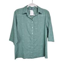 Camisa Camisete Feminina Laise 100% Algodão Com Manga 3/4 Verde Plus Size Doce Brisa