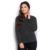 Camisa Camisete Social Feminina Listrada Manga Longa Casual