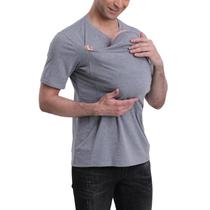 Camisa canguru HyabDiop para pai e bebê com chapéu cinza XXL