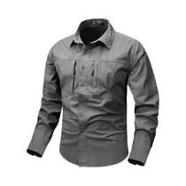 Camisa Cargo Masculina De Algodão De Manga Longa 5XL, Estilo Militar Casual Com Múltiplos Bolsos