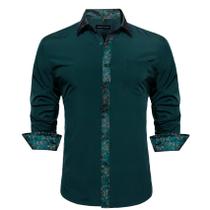Camisa casual Barry.Wang Green Button Dress, manga comprida, masculina