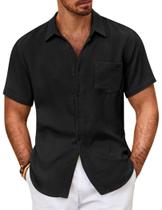 Camisa casual COOFANDY Tropical Beach Button Down preta