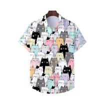 Camisa Casual De Manga Curta Com Estampa De Gato Em 3D Para Homens E Mulheres, Estilo Oversized,