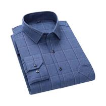 Camisa Casual De Manga Longa Em Tecido De Algodão Puro Para Homens Tamanho Grande Estilo Regular