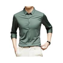 Camisa Casual De Negócios Masculina Slim-fit Ultra-Elástica De Manga Longa Em Tecido Premium Sedoso