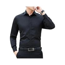 Camisa Casual De Negócios Para Homens plus Size, Slim Fit, De Cor Sólida, Manga Longa, Clássica E