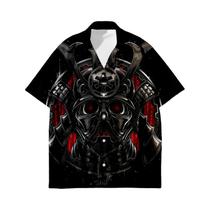 Camisa Casual De Verão Masculina Estilo Harajuku Com Estampa 3D De Tatuagem Samurai Havaiana
