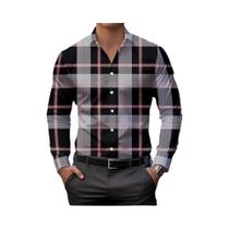 Camisa Casual Masculina Com Estampa Xadrez, Clássica, De Manga Longa, Básica, Moda Do Dia a Dia