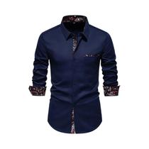 Camisa Casual Masculina De Manga Longa Com Contraste De Cores Moda Negócios Encontro Recepção