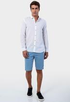 Camisa casual masculina manga longa comfort linen capri branco