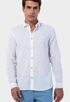 Camisa casual masculina manga longa comfort linen capri branco