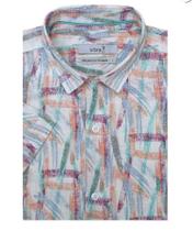 Camisa Casual Slim Manga Curta Estampada Summer Color sem Bolso.