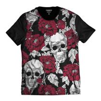 Camisa Caveira Mexicana Rosas Florida Swag