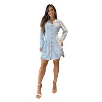 Camisa Chemise Luana Listrada Duna Cintura Lastex Com Amarração