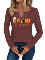 Camisa Chulianyouhuo Halloween Pumpkin com estampa de manga comprida 2GG Camisa Chulianyouhuo Halloween Pumpkin com estampa de manga comprida 2GG