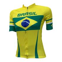 Camisa Ciclismo Advanced Brasil 2021 Feminina (Ziper Total) - Amarelo