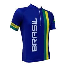 Camisa Ciclismo Advanced Brasil Tarja Feminina - Azul