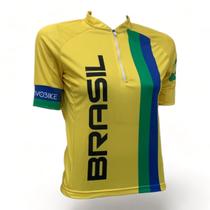 Camisa Ciclismo Advanced Brasil Tarja Vertical Amarelo - Feminina