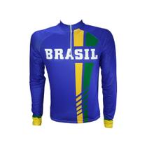 Camisa ciclismo advanced brasil tarja vertical azul - (manga longa) - AtivoBike
