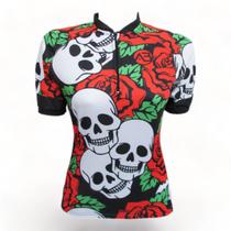 Camisa Ciclismo Advanced Feminina Roses Skull